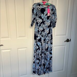 Lilly Pulitzer Floral Blue Maxi Dress nwt